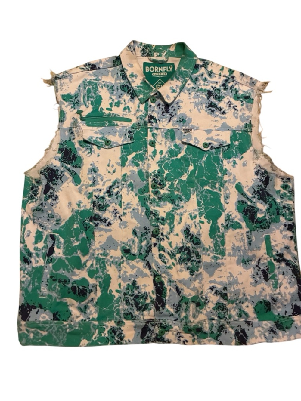 Born Fly denim sleeveless vest side pockets size 6x